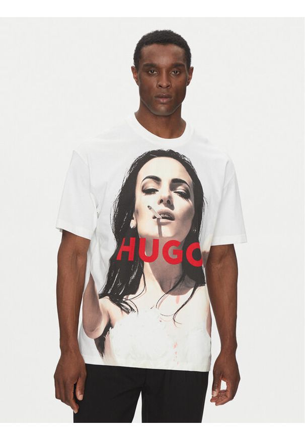 Hugo - HUGO T-Shirt Duwedie 50535314 Biały Oversize. Kolor: biały. Materiał: bawełna