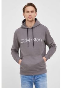 Calvin Klein - Bluza bawełniana. Okazja: na co dzień. Kolor: szary. Materiał: bawełna. Wzór: nadruk. Styl: casual