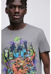 medicine - Medicine t-shirt bawełniany kolor szary z nadrukiem. Kolor: szary. Materiał: bawełna. Długość rękawa: krótki rękaw. Długość: krótkie. Wzór: nadruk #6
