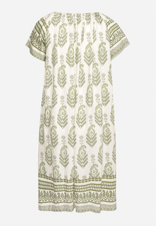 Born2be - Zielona Wiskozowa Sukienka ze Wzorem Boho Ellivra. Okazja: na co dzień. Kolor: zielony. Materiał: wiskoza. Wzór: aplikacja. Styl: boho