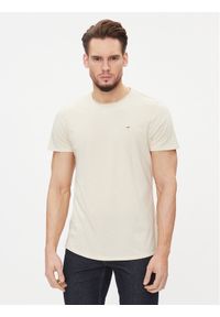 Tommy Jeans T-Shirt Jaspe DM0DM09586 Beżowy Slim Fit. Kolor: beżowy. Materiał: bawełna, syntetyk