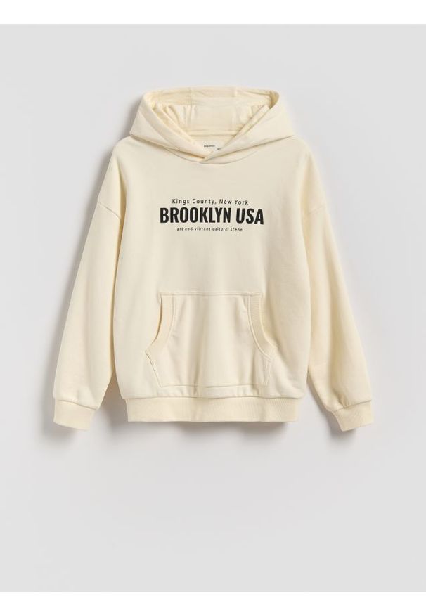 Reserved - Bawełniana bluza oversize - złamana biel. Materiał: bawełna