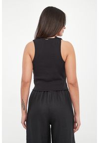 Twinset Milano - Top damski prążkowany z koronką TWINSET. Materiał: prążkowany, koronka. Wzór: koronka #2