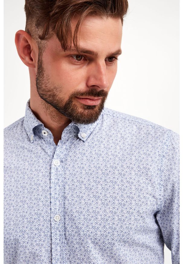 JOOP! Jeans - Koszula JOOP! JEANS. Materiał: jeans. Długość rękawa: długi rękaw. Długość: długie. Wzór: nadruk, kwiaty. Styl: klasyczny