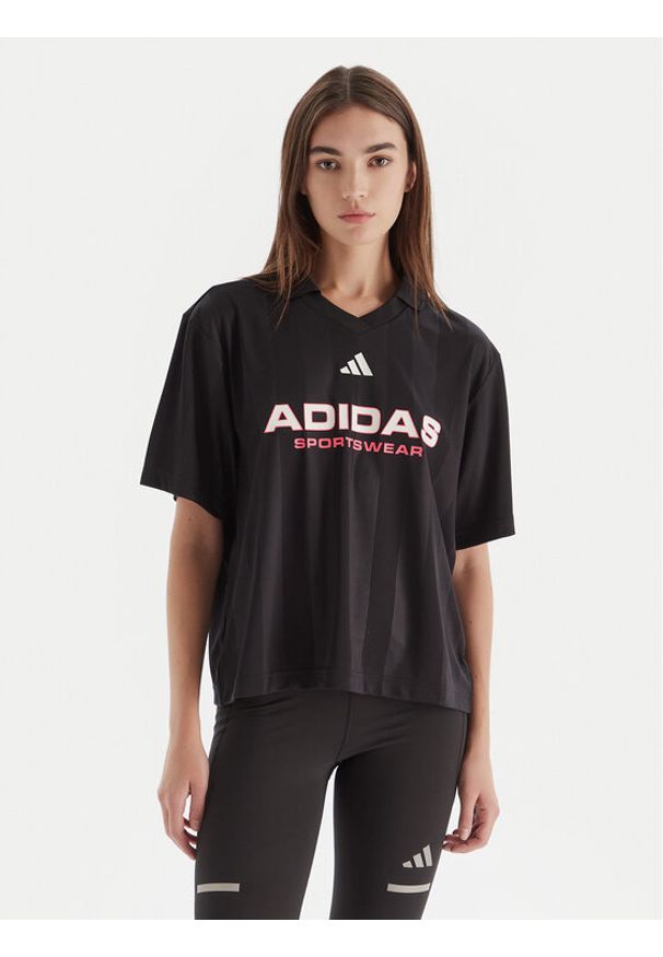 Adidas - adidas Polo Tiro JN2749 Czarny Loose Fit. Typ kołnierza: polo. Kolor: czarny. Materiał: syntetyk