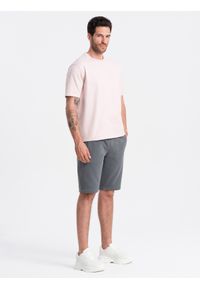 Ombre Clothing - Męskie szorty dresowe bawełniane BASIC – grafitowe V11 OM-SRBS-0149 - XXL. Okazja: na co dzień. Kolor: szary. Materiał: bawełna, dresówka. Styl: sportowy, casual