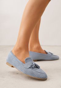 Born2be - Niebieskie Mokasyny z Imitacji Zamszu z Ozdobną Perforacją i Frędzlami Yenone. Okazja: na co dzień, na spotkanie biznesowe, do pracy. Kolor: niebieski. Materiał: zamsz. Styl: casual, biznesowy, klasyczny #7