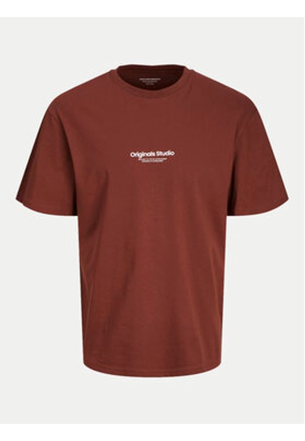 Jack & Jones - Jack&Jones T-Shirt Vesterbro 12240121 Brązowy Relaxed Fit. Kolor: brązowy. Materiał: bawełna