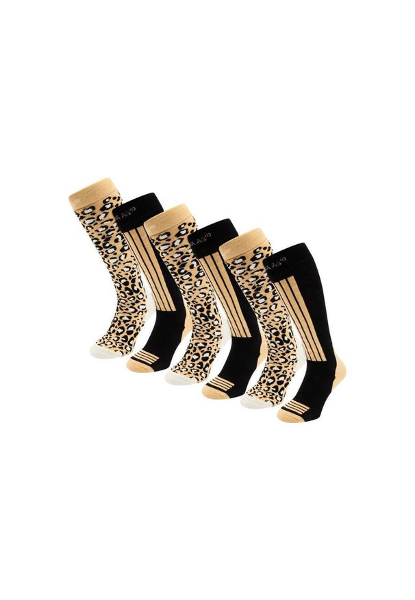 POEDERBAAS - Skarpety narciarskie - Damskie - 6 par - Czarne wielokolorowe. Kolor: czarny. Materiał: wełna. Sport: narciarstwo