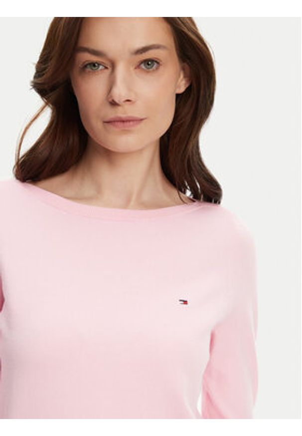TOMMY HILFIGER - Tommy Hilfiger Sweter WW0WW40099 Różowy Regular Fit. Kolor: różowy. Materiał: syntetyk