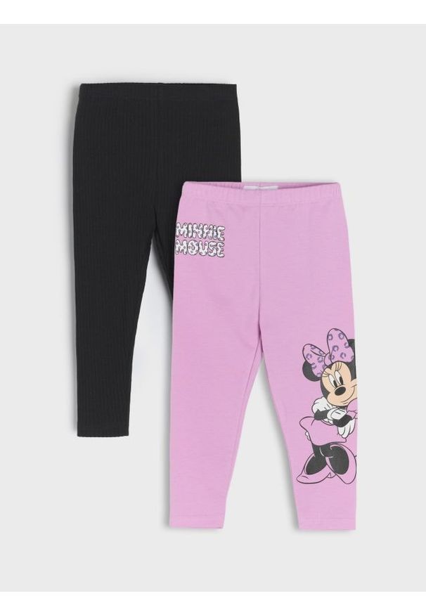 Sinsay - Legginsy 2 pack Minnie Mouse - różowy. Kolor: różowy. Długość: długie. Wzór: motyw z bajki