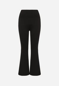 Born2be - Czarne Legginsy o Kroju Dzwonów z Wysokim Stanem Talliara. Okazja: na spacer. Stan: podwyższony. Kolor: czarny. Styl: sportowy