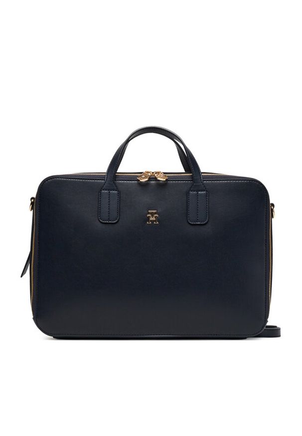 TOMMY HILFIGER - Tommy Hilfiger Torba na laptopa Th Icon Laptop Bag AW0AW18004 Granatowy. Kolor: niebieski. Materiał: skóra