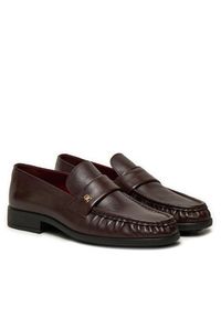 TOMMY HILFIGER - Tommy Hilfiger Lordsy Loafer Soft Nappa Pleated Toe FW0FW08362 Bordowy. Kolor: czerwony. Materiał: skóra