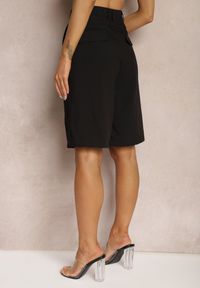 Renee - Czarne Szorty o Garniturowym Kroju High Waist z Dodatkiem Wiskozy Mavvia. Okazja: na co dzień. Stan: podwyższony. Kolor: czarny. Materiał: wiskoza. Sezon: lato. Styl: klasyczny, casual, elegancki #4