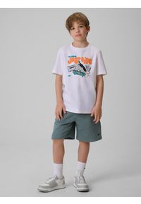 4f - 4F T-shirt regular z nadrukiem chłopięcy - biały 164 (13-14 lat). Okazja: na co dzień. Kolor: biały. Materiał: materiał, bawełna, skóra, dzianina. Wzór: nadruk. Sezon: lato. Styl: klasyczny, casual #2