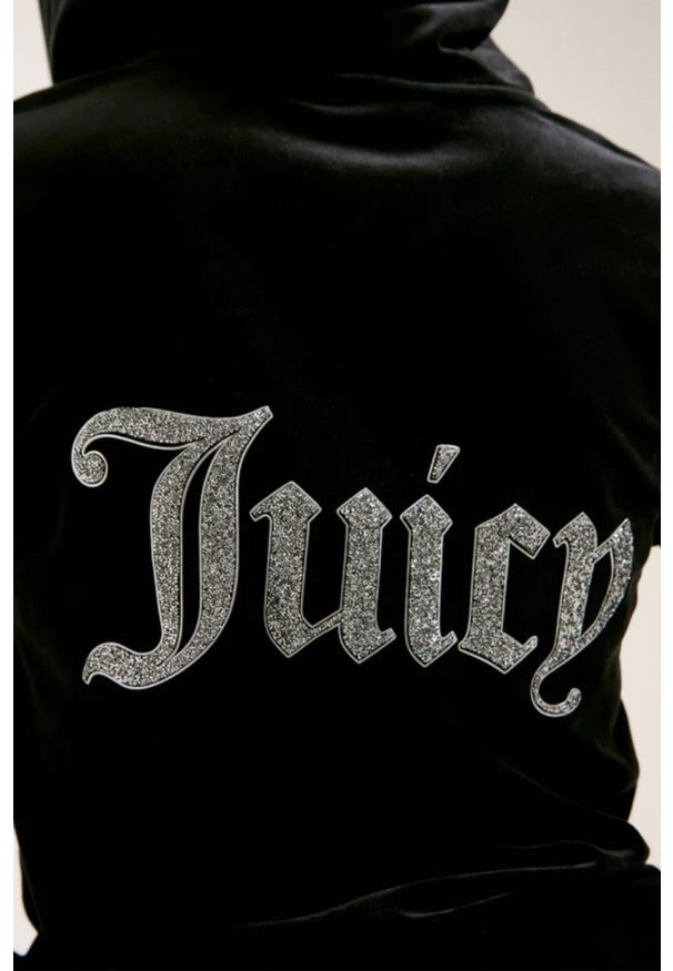 Juicy Couture - JUICY COUTURE Czarna damska bluza Robertson Caviar Hoodie, Rozmiar S. Kolor: czarny