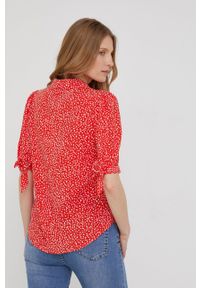 Answear Lab koszula damska kolor czerwony. Okazja: na co dzień. Kolor: czerwony. Materiał: tkanina. Długość rękawa: krótki rękaw. Długość: krótkie. Styl: wakacyjny #3