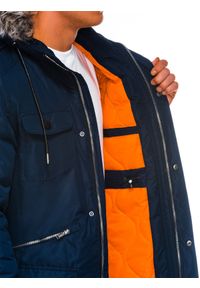 Ombre Clothing - Kurtka męska zimowa parka - granatowa C410 - M. Kolor: niebieski. Materiał: poliester. Sezon: zima #6