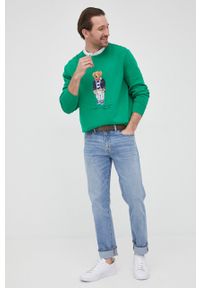 Polo Ralph Lauren bluza męska kolor zielony z nadrukiem. Okazja: na co dzień. Typ kołnierza: polo. Kolor: zielony. Wzór: nadruk. Styl: casual