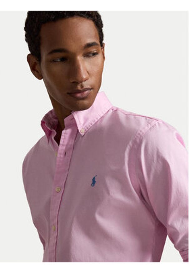 Polo Ralph Lauren Koszula 710B20512002 Różowy Custom Fit. Typ kołnierza: polo. Kolor: różowy. Materiał: bawełna