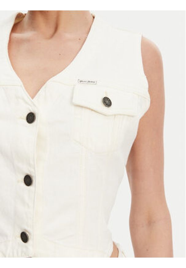 Guess Jeans Kamizelka W5GN74 D5M62 Biały Regular Fit. Kolor: biały. Materiał: bawełna