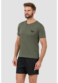 Emporio Armani - EMPORIO ARMANI Zielony męski t-shirt logo brodé, Rozmiar XXL. Kolor: zielony #2