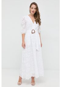 IVY & OAK - Ivy Oak sukienka Marie kolor biały maxi rozkloszowana. Kolor: biały. Materiał: bawełna, poliester. Typ sukienki: rozkloszowane. Długość: maxi #4