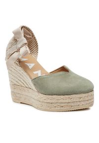 Manebi Espadryle Hamptons Heart-Shaped Wedge Espadrilles W 0.1 WH Zielony. Kolor: zielony. Materiał: zamsz, skóra