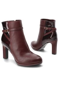 Bordowe Botki Marco Tozzi Damskie Ocieplane Skórzane Buty Na Obcasie. Kolor: czerwony. Materiał: skóra. Szerokość cholewki: normalna. Wzór: gładki, aplikacja. Obcas: na obcasie. Wysokość obcasa: średni #4