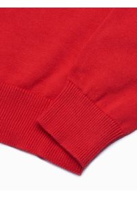 Ombre Clothing - Sweter męski - czerwony V1 E190 - XXL. Kolor: czerwony. Materiał: jeans, bawełna. Styl: klasyczny #4