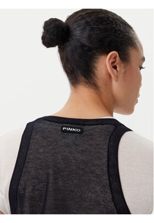 Pinko - PINKO Bluzka 105152 A2LS Czarny Regular Fit. Kolor: czarny. Materiał: bawełna