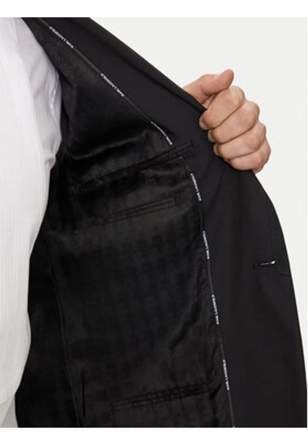 Karl Lagerfeld - KARL LAGERFELD Marynarka 155287-543004 Czarny Slim Fit. Typ kołnierza: dekolt w karo. Kolor: czarny. Materiał: wełna, syntetyk