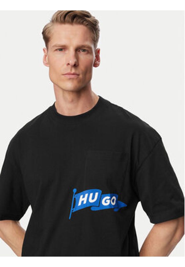 Hugo - HUGO T-Shirt Nohacrop 50556406 Czarny Loose Fit. Kolor: czarny. Materiał: bawełna