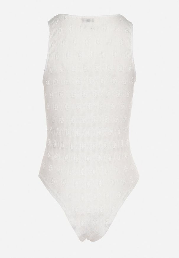 Born2be - Białe Body Ozdobione Kokardkami Ovilene. Okazja: na co dzień. Typ kołnierza: kokarda. Kolor: biały. Materiał: jeans. Wzór: aplikacja. Styl: klasyczny, casual