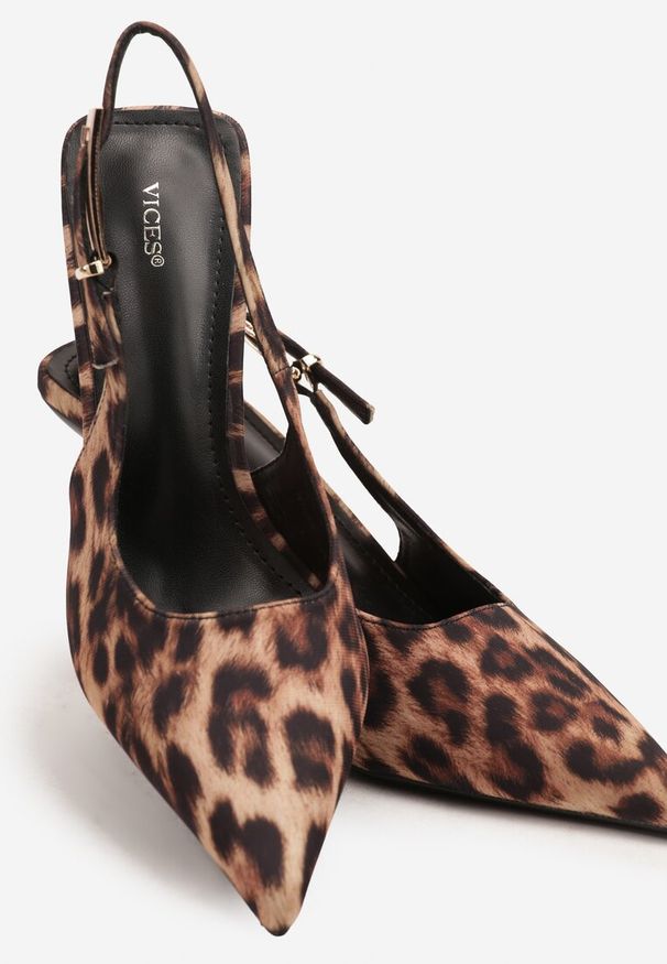 Renee - Panterkowe Sandały na Szpilce Vices Typu Slingback Tilazea. Zapięcie: sprzączka. Materiał: lakier. Obcas: na szpilce. Styl: wizytowy, elegancki