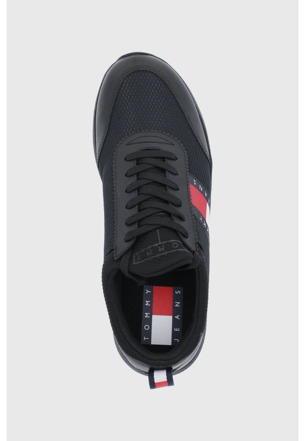 Tommy Jeans buty kolor czarny. Nosek buta: okrągły. Zapięcie: sznurówki. Kolor: czarny. Materiał: poliester, guma. Obcas: na obcasie. Wysokość obcasa: niski