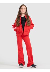 4f - 4F Bluza dresowa rozpinana bez kaptura dziewczęca - czerwona 158 (12-13 lat). Okazja: na co dzień. Typ kołnierza: bez kaptura. Kolor: czerwony. Materiał: dresówka. Długość rękawa: raglanowy rękaw. Wzór: gładki, ze splotem. Sezon: lato. Styl: sportowy, casual, elegancki #2