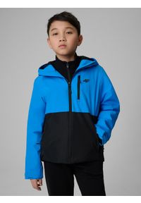 4f - 4F Kurtka membrana 5000 chłopięca - czarna 128 (7-8 lat). Okazja: na co dzień. Kolor: czarny. Materiał: skóra, materiał. Sezon: lato. Styl: casual #1