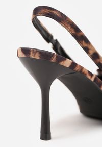 Renee - Panterkowe Sandały Szpilki Vices Typu Slingback z Kokardą Dorozia. Okazja: na co dzień, na spotkanie biznesowe. Materiał: lakier. Obcas: na szpilce. Styl: casual, biznesowy, elegancki, klasyczny. Wysokość obcasa: średni #9