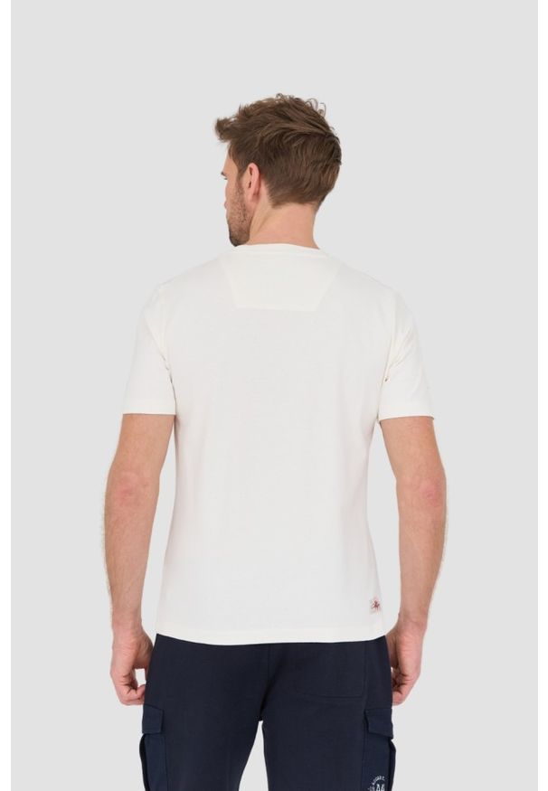 Aeronautica Militare - AERONAUTICA MILITARE Beżowy bawełniany męski t-shirt M.C., Rozmiar M. Kolor: beżowy. Materiał: bawełna