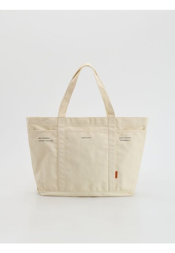 Reserved - Materiałowa torba na ramię - złamana biel. Rodzaj torebki: na ramię