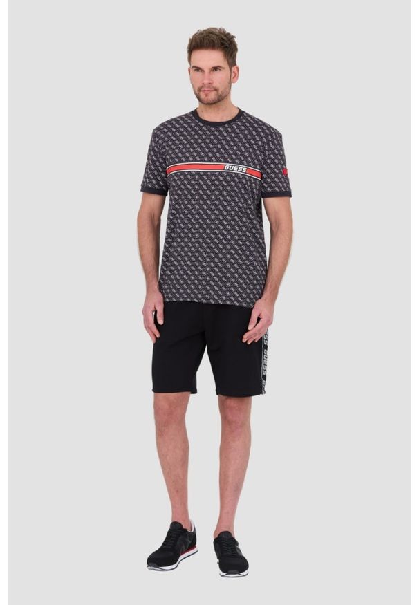 Guess - GUESS Czarny męski t-shirt Jamey, Rozmiar S. Kolor: czarny