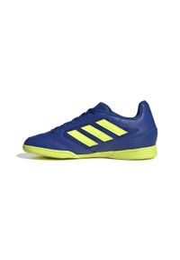 Buty halowe do piłki nożnej dla dzieci Adidas Super Sala 2 IN. Kolor: żółty, niebieski, wielokolorowy. Materiał: kauczuk, syntetyk. Szerokość cholewki: normalna. Sport: piłka nożna