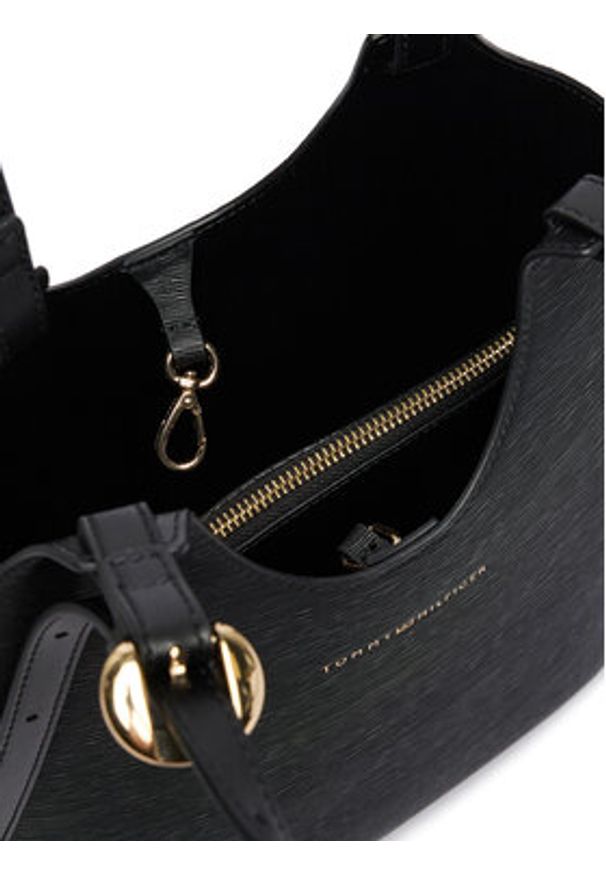 TOMMY HILFIGER - Tommy Hilfiger Torebka Th Modern Mini Tote AW0AW18617 Czarny. Kolor: czarny. Materiał: skórzane