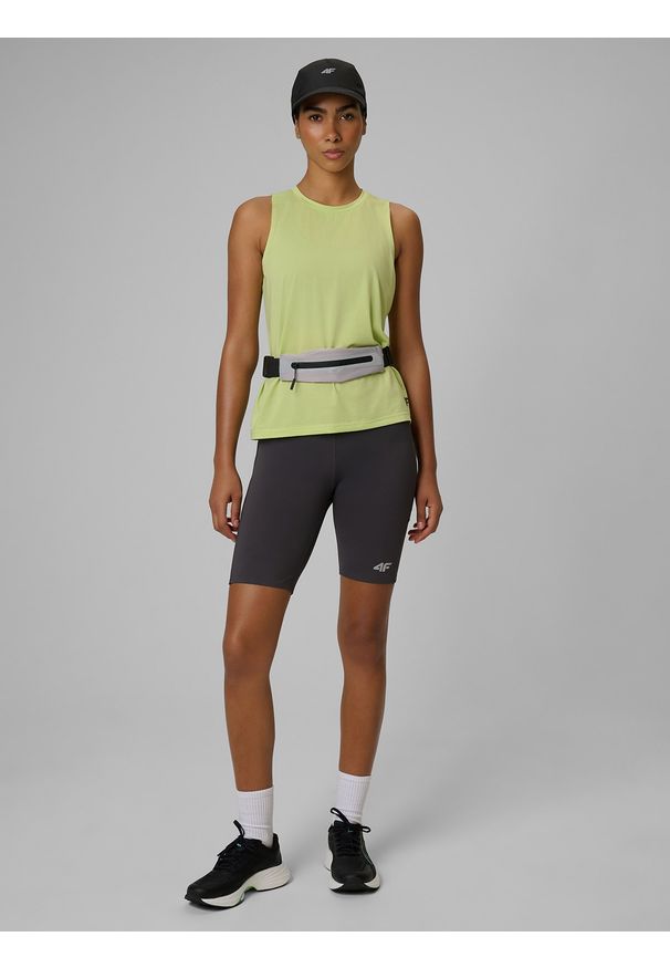 4f - 4F Legginsy kolarki do biegania szybkoschnące damskie - szare L. Stan: podwyższony. Kolor: szary. Sport: fitness, bieganie