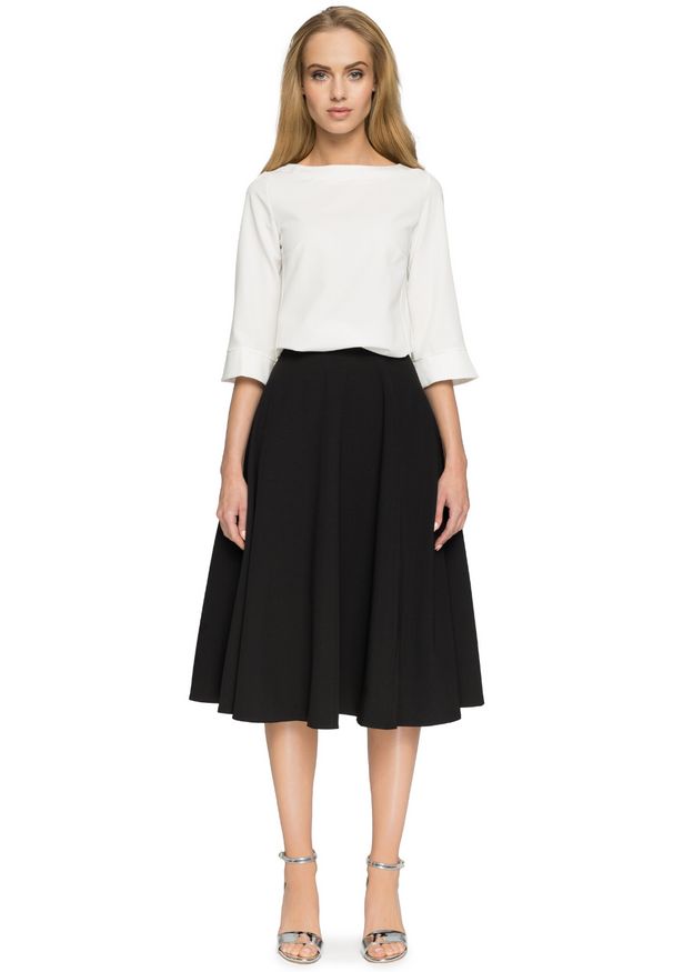 Style - Elegancka rozkloszowana spódnica midi. Okazja: na co dzień. Materiał: materiał. Wzór: gładki. Styl: elegancki
