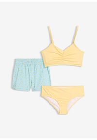 bonprix - Bikini z figami i spodenkami kąpielowymi (3 części). Kolor: żółty #1