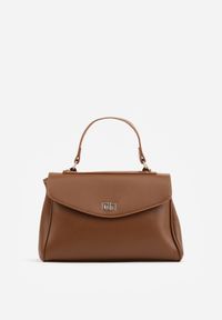 Renee - Brązowa Torebka Typu Kuferek z Rączką i Klapą z Paskiem Crossbody Phoebyne. Kolor: brązowy. Styl: elegancki #1