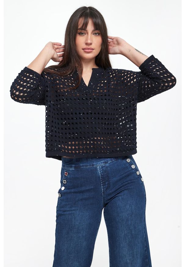 Joseph Ribkoff - Sweter damski ażurowy JOSEPH RIBKOFF. Wzór: ażurowy